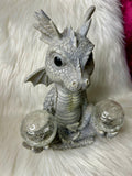 Baby Dragon in yoga pose with light up solar balls 26cm