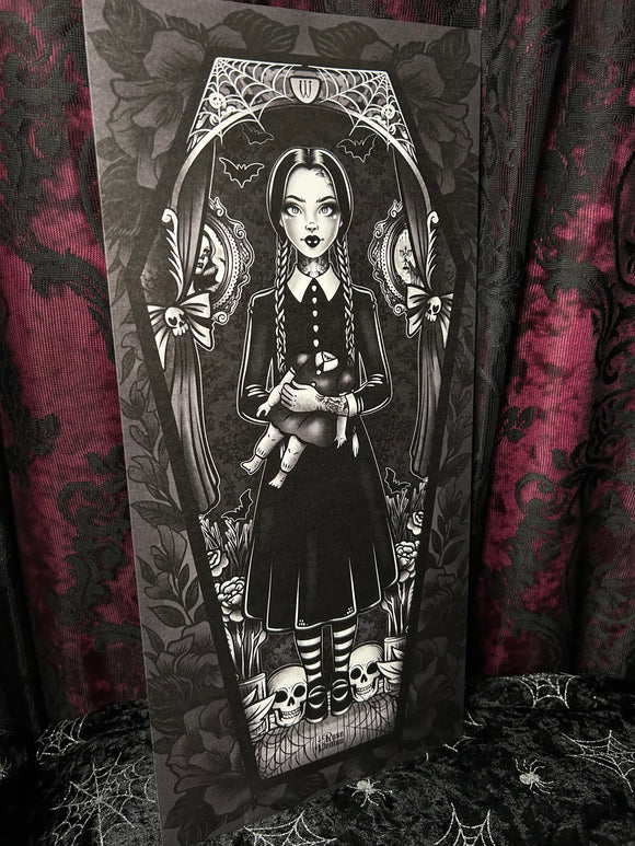 Wednesday Coffin Scroll - Art By Rose Demon