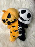 Twin Head Plushie - Glow in the Dark - Pumpkin/Skelly