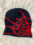 Spider Web Beanie - Black & Red