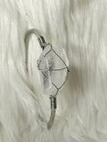 Cuff Bracelet Wire Wound - Hexahedron Clear Quartz 3cm