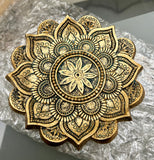 Incense Holder Round Lotus Gold 13cm