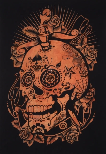 Cotton Tapestry - Skull Orange 100cm x 75cm