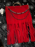 Closet Clearance - Collette Red Fringed Clutch Handbag