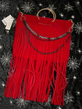 Closet Clearance - Collette Red Fringed Clutch Handbag
