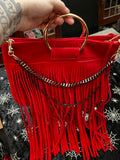 Closet Clearance - Collette Red Fringed Clutch Handbag