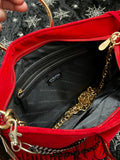 Closet Clearance - Collette Red Fringed Clutch Handbag