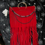 Closet Clearance - Collette Red Fringed Clutch Handbag
