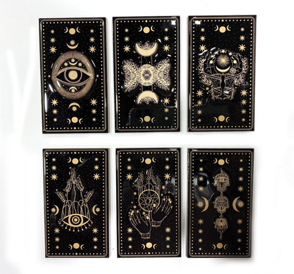 Wiccan Black & Gold Magnet Set 10cm - Set of 6