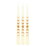 White Moon Phase Taper Diner Candles (Set of Three)