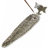 Aluminium Triple Moon Incense Holder - 23cm - Red Gem