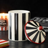 Black Striped Circus Tent Storage Jar