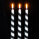 Black Candy Cane Taper Candles (Set of Three)