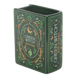Green Witch Book Shaped Flower Vase