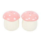 Pink Mushroom Shaped Salt & Pepper Shaker Set