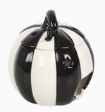 Black and White Striped Halloween Pumpkin Oil Burner