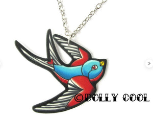 Dolly Cool - Swallow Tattoo Style Necklace