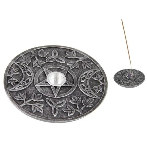 Round Triple Moon Candle Incense Holder 13cm