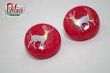 Doe a Deer - 25mm Flat Top Dome Earrings