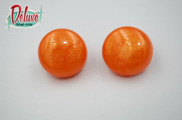 Effervescent Orange - 25mm Flat Top Dome Earrings