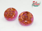 Bronze and Pink - 25mm Flat Top Domes