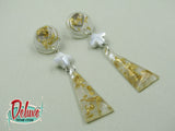 White pearl and Gold - Dangle Earrings