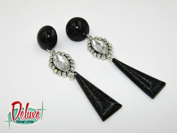 Obsidian Elegance - Dangle Earrings