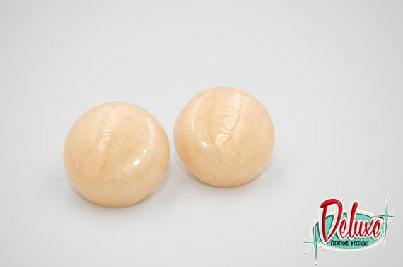 Pastel Melon - 25mm Flat Top Dome Earrings