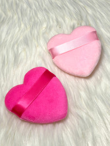 Two Heart shaped makeup puffs
