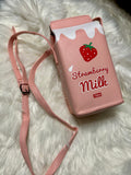 Novelty Strawberry Mini Milk Carton Handbag