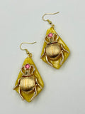 Golden Scarab hook dangle earrings
