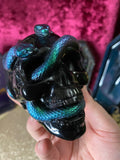 Skull with snakes ornament