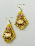 Golden Scarab hook dangle earrings