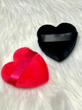Two Heart shaped makeup puffs