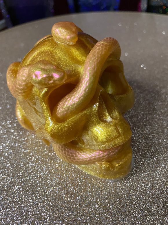 Skull with snakes ornament