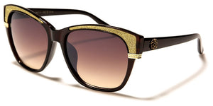 Kleo - Cat Eye Sunglasses - Gold Glitz / Brown Lens
