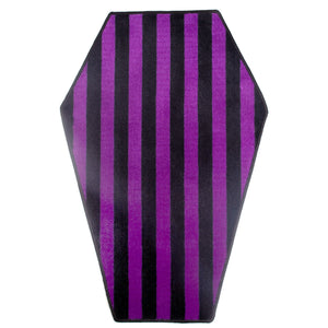 *Clearance* Sourpuss Coffin Rug / Bath / Floor Mat - Black and Purple Striped